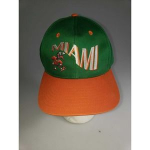 Vintage Hurricanes Miami Snap Back Hat Cap Green Men's